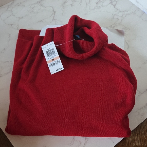 Karen Scott Vibrant Red Knit Turtleneck - Picture 1 of 5